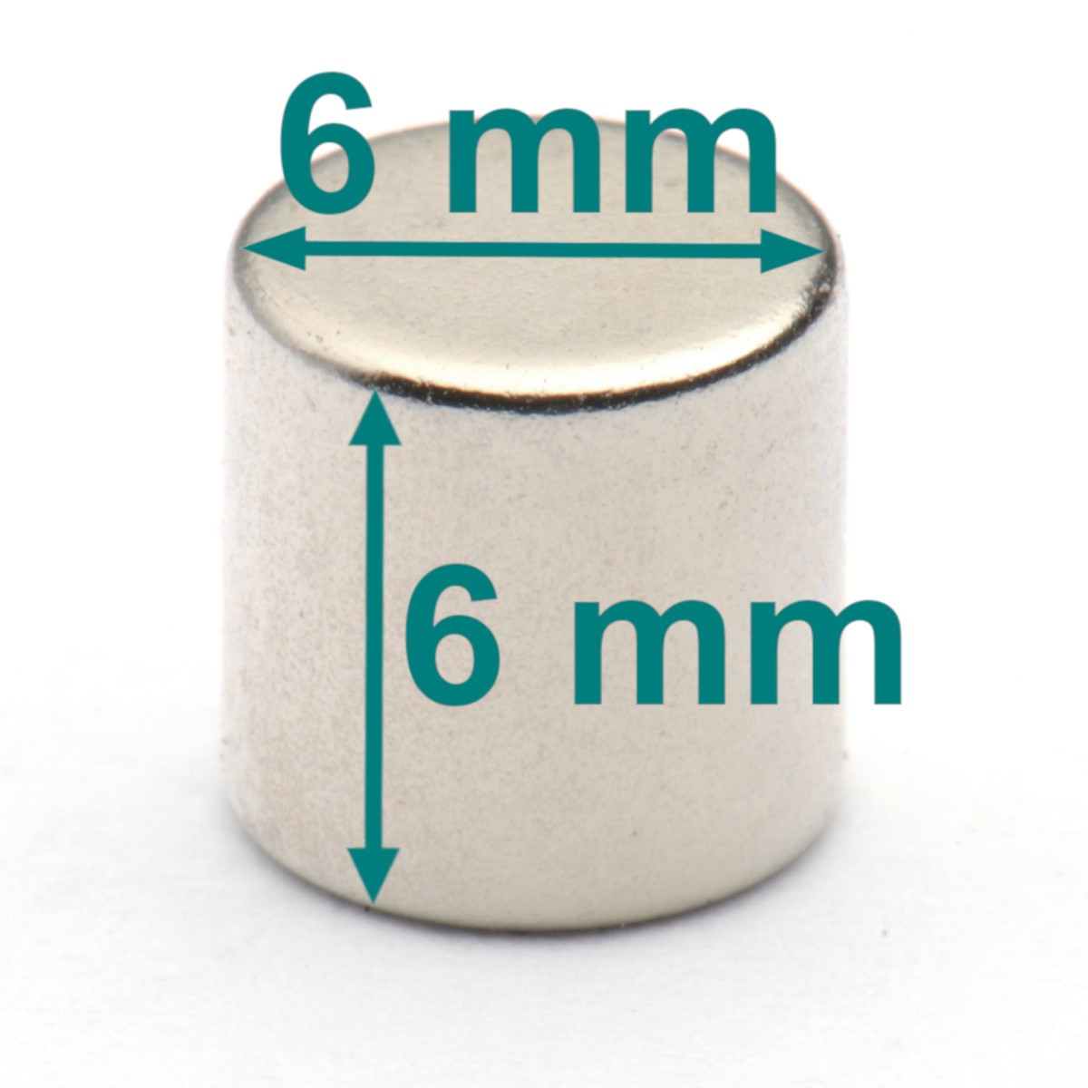 Magnes stały — średnica ⌀6 mm, wysokość 6 mm