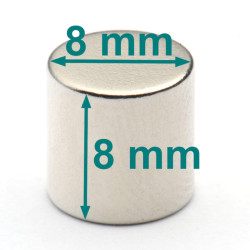 Magnes — średnica ⌀8 mm, grubość 8 mm — neodymowy (N38)