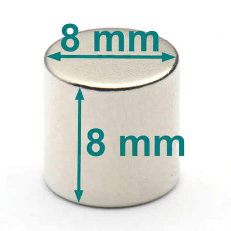 Magnes — średnica ⌀8 mm, grubość 8 mm — neodymowy (N38)