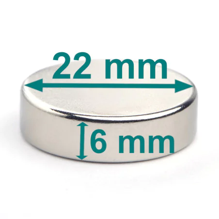 Magnes — średnica ⌀22 mm, grubość 6 mm — neodymowy (N38)