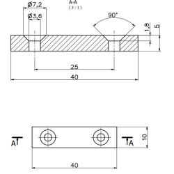 Magnes płytkowy, pod wkręt — wymiary 40x10x5 mm — neodymowy (N38) - 002