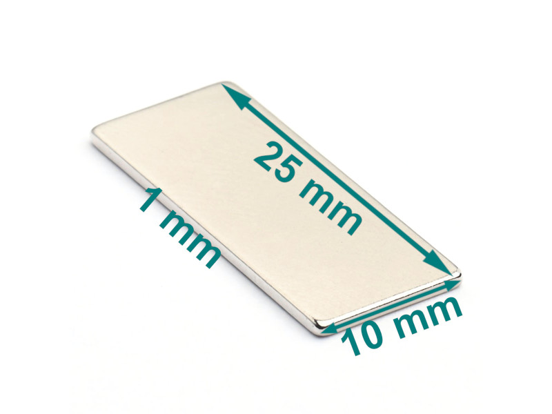 Magnes neodym 25x10x1 mm (N38)