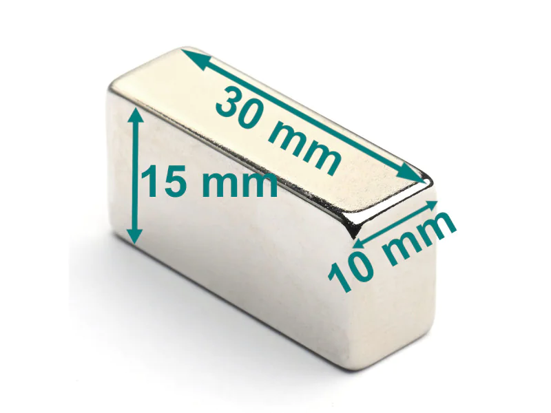 Silny magnes neodymowy 30x10x15 płytkowy N33SH Silny magnes neodymowy 30x10x15 płytkowy N33SH