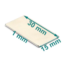 Neodymowe magnesy 30x15x1 płytkowe N38