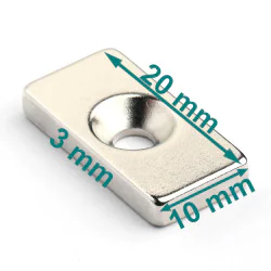 magnes neodymowy pod wkręt płytkowy 20x10x3