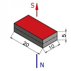 Magnes neodymowy 20x10x5 płytkowy (N38) - 002