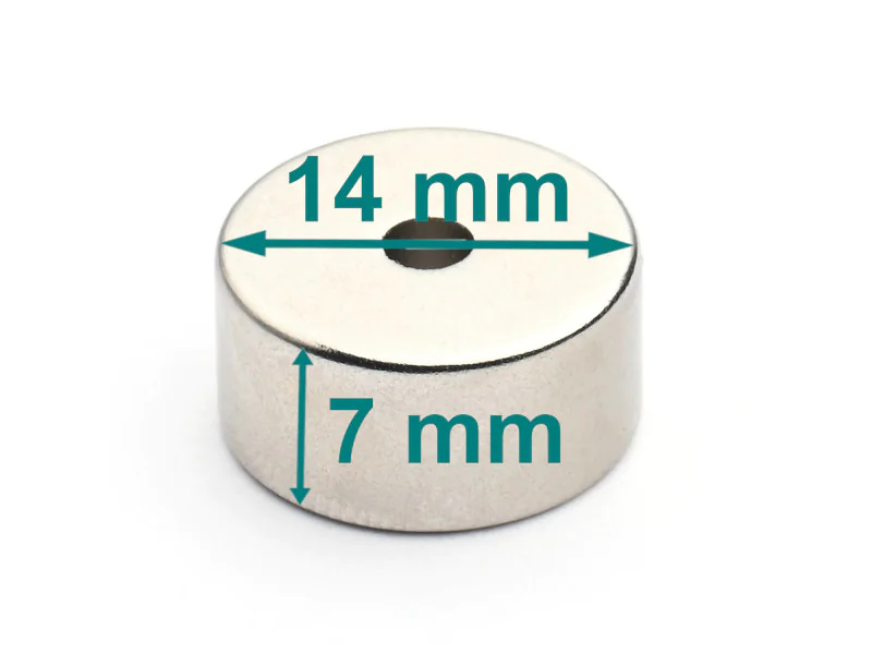 magnes okrągły z dziurką 14x3x7 magnes okrągły z dziurką 14x3x7