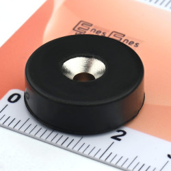 Magnes w gumie, okrągły, pod wkręt — ⌀19,5 mm, ⌀7,2/⌀3,6 mm, wysokość 6,5 mm