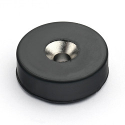 Magnes w gumie, okrągły, pod wkręt — ⌀19,5 mm, ⌀7,2/⌀3,6 mm, wysokość 6,5 mm