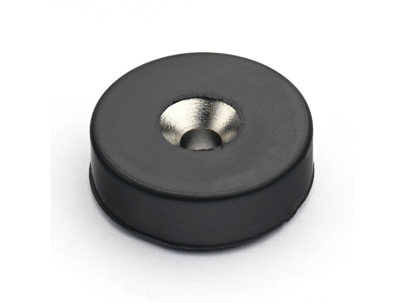 Magnes w gumie, okrągły, pod wkręt — ⌀19,5 mm, ⌀7,2/⌀3,6 mm, wysokość 6,5 mm
