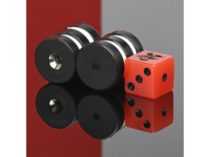 Magnes w gumie, okrągły, z otworem pod wkręt — ⌀21,5 mm, ⌀7,2/⌀3,6 mm, wys. 6,5 mm — neodymowy (N42)
