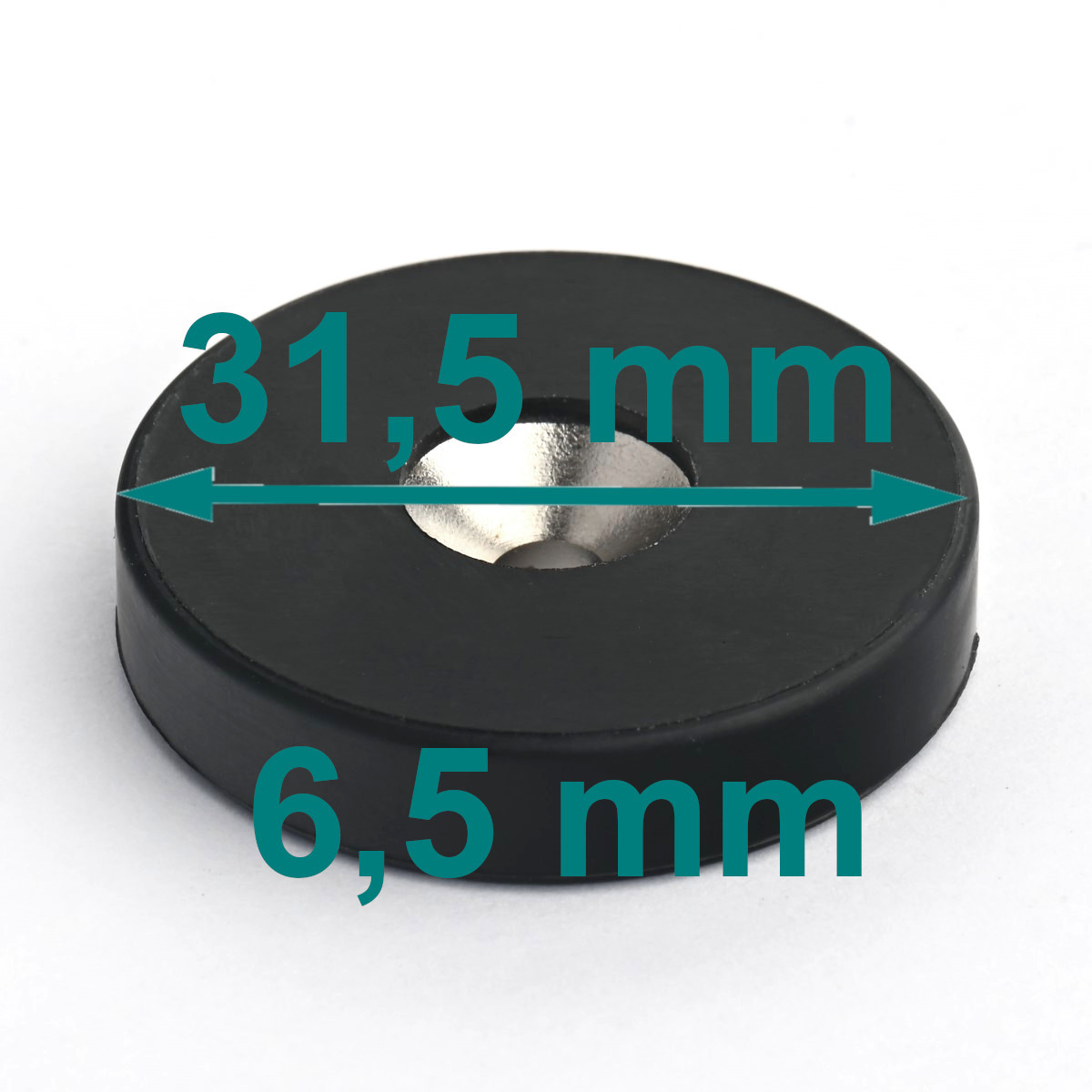 Magnes w gumie, pod wkręt — ⌀31,5 mm, ⌀10,5/⌀4,3 mm, wys. 6,5 mm