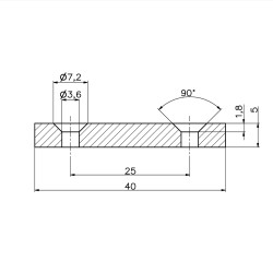 Magnes płytkowy, pod wkręt — 40x20x5 mm — neodymowy (N38) - 002