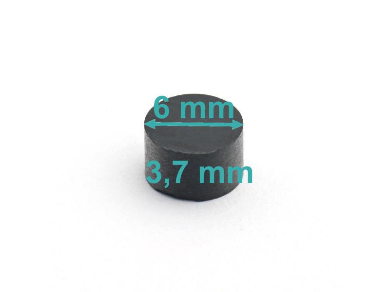 Magnes mały okrągły — ⌀6 mm, wys. 3,7 mm — ferrytowy (F30)