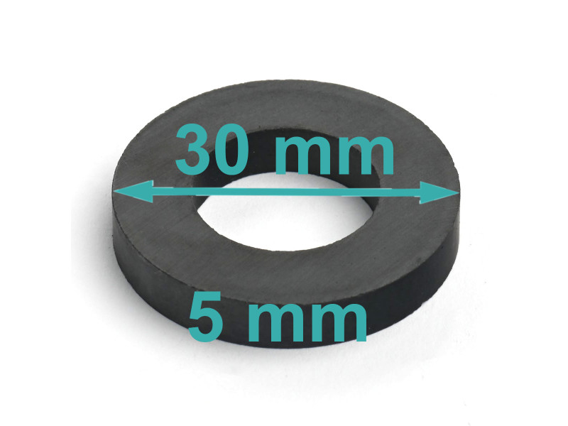 Magnes ceramiczny — średnica ⌀30 mm, ⌀16 mm, 5 mm — ferrytowy (F30)