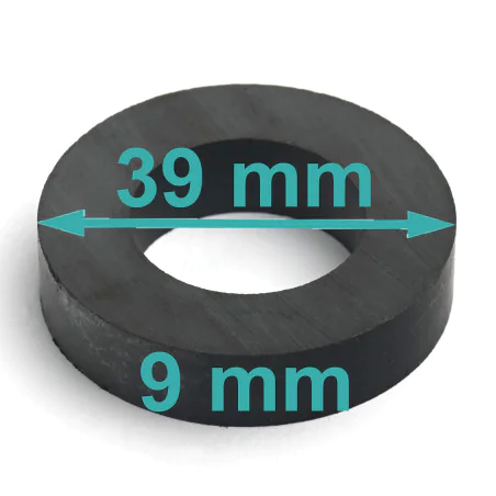 Magnes — średnica ⌀39 mm, otwór ⌀22,5 mm, wysokość 9 mm — ferrytowy (F30)