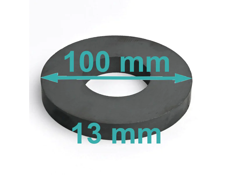 Magnes — średnica ⌀100 mm, otwór ⌀45 mm, wysokość 13 mm — ferrytowy (F30)
