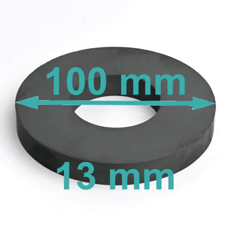 Magnes — średnica ⌀100 mm, otwór ⌀45 mm, wysokość 13 mm — ferrytowy (F30)