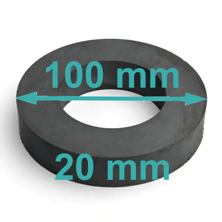 Magnes — średnica ⌀100 mm, otwór ⌀57 mm, wysokość 20 mm — ferrytowy (F30)