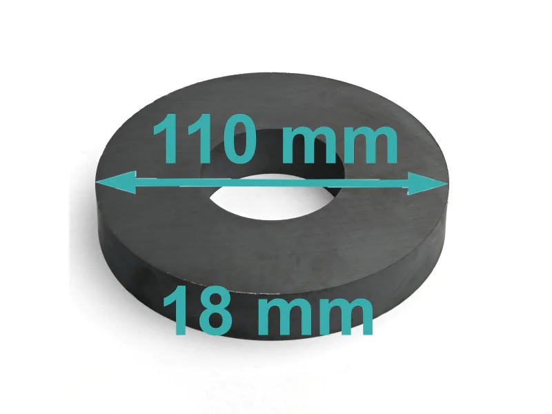 Magnes — średnica ⌀110 mm, otwór ⌀45 mm, wysokość 18 mm — ferrytowy (F30)