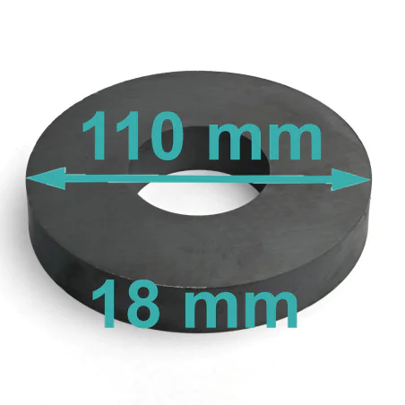 Magnes — średnica ⌀110 mm, otwór ⌀45 mm, wysokość 18 mm — ferrytowy (F30)