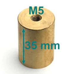 Magnes w obudowie mosiężnej, średnica ⌀25 mm, gwint wewn. M5, wys. 35 mm, neodymowy
