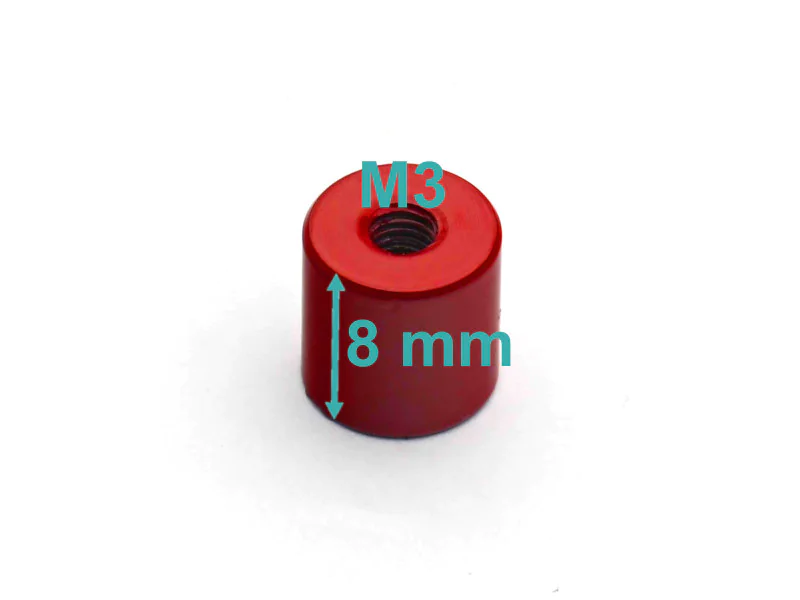 Magnes w obudowie — średnica ⌀8 mm, wys. 8 mm, gwint wewnętrzny M3 — alnico
