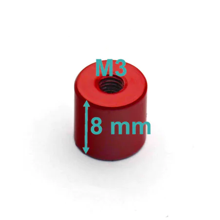 Magnes w obudowie — średnica ⌀8 mm, wys. 8 mm, gwint wewnętrzny M3 — alnico