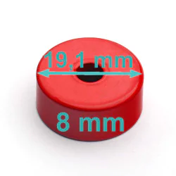 Magnes w obudowie — średnica ⌀19,1 mm, z otworem pod stożkowy łeb śruby — alnico