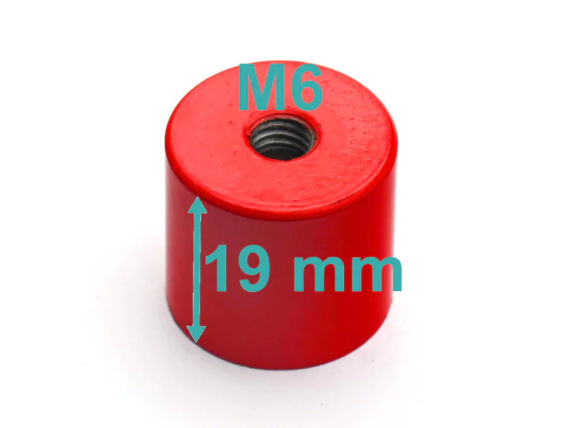 Magnes w obudowie — średnica ⌀20,6 mm, wys. 19 mm, gwint wewnętrzny M6 — alnico