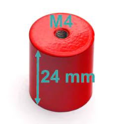 Magnes w obudowie — średnica ⌀20 mm, wys. 24 mm, gwint wewnętrzny M4 — alnico