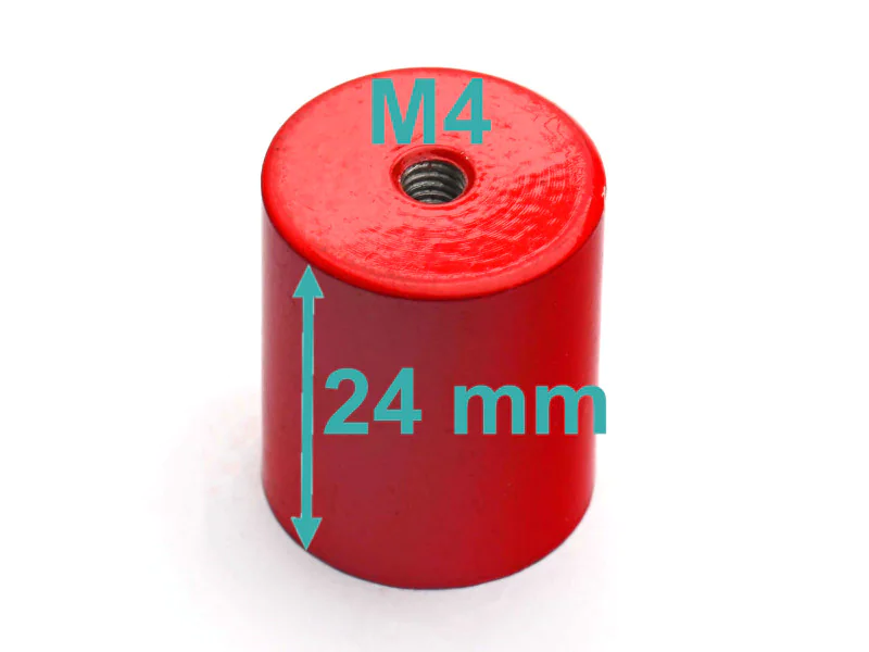 Magnes w obudowie — średnica ⌀20 mm, wys. 24 mm, gwint wewnętrzny M4 — alnico
