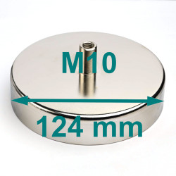 Magnes w obudowie — średnica ⌀124 mm, z gwintowaną tuleją M10 — ferrytowy