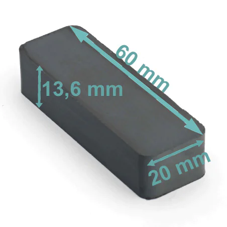 Magnes — długość 60 mm, szerokość 20 mm, wysokość 13,6 mm — ferrytowy (F35)