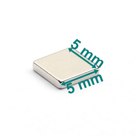 Magnes — długość 5 mm, szerokość 5 mm, wysokość 1 mm — neodymowy (N38)