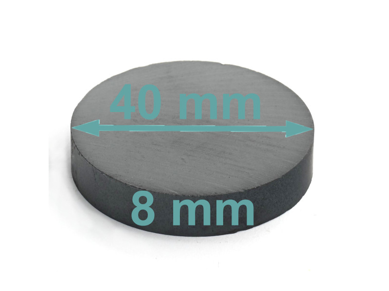 Magnes — średnica ⌀40 mm, wysokość 8 mm — ferrytowy (F30)