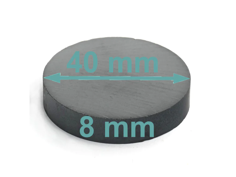 Magnes — średnica ⌀40 mm, wysokość 8 mm — ferrytowy (F30)