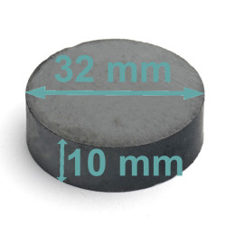 Magnes — średnica ⌀32 mm, wysokość 10 mm — ferrytowy (F30)