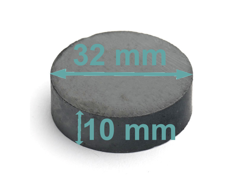 Magnes — średnica ⌀32 mm, wysokość 10 mm — ferrytowy (F30)