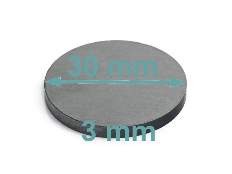 Magnes — średnica ⌀30 mm, wysokość 3 mm — ferrytowy (F30)