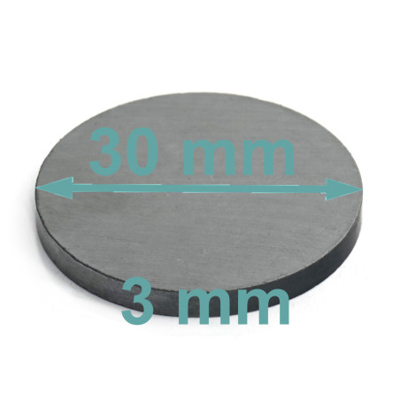 Magnes — średnica ⌀30 mm, wysokość 3 mm — ferrytowy (F30)