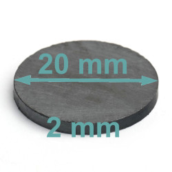 Magnes — średnica ⌀20 mm, wysokość 2 mm — ferrytowy (F30)