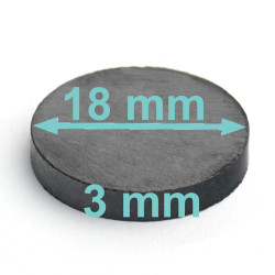 Magnes — średnica ⌀18 mm, wysokość 3 mm — ferrytowy (F30)