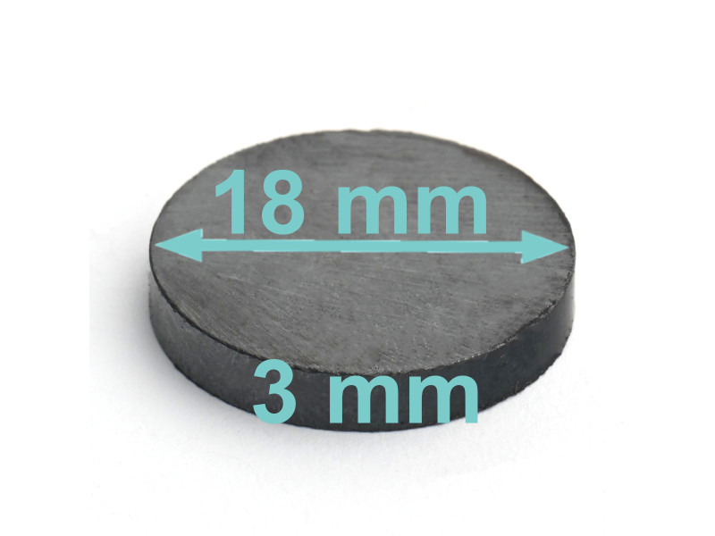 Magnes — średnica ⌀18 mm, wysokość 3 mm — ferrytowy (F30)