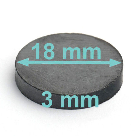 Magnes — średnica ⌀18 mm, wysokość 3 mm — ferrytowy (F30)