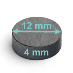 Magnes — średnica ⌀12 mm, wysokość 4 mm — ferrytowy (F30)