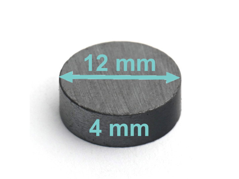Magnes — średnica ⌀12 mm, wysokość 4 mm — ferrytowy (F30)