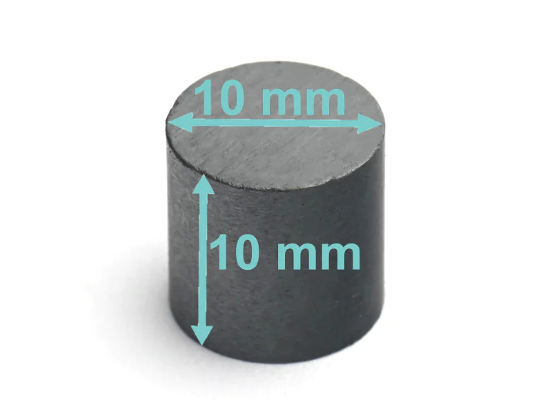 Magnes — średnica ⌀10 mm, wysokość 10 mm — ferrytowy (F30)