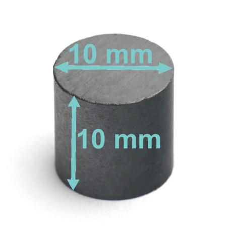 Magnes — średnica ⌀10 mm, wysokość 10 mm — ferrytowy (F30)