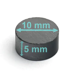 Magnes — średnica ⌀10 mm, wysokość 5 mm — ferrytowy (F30)
